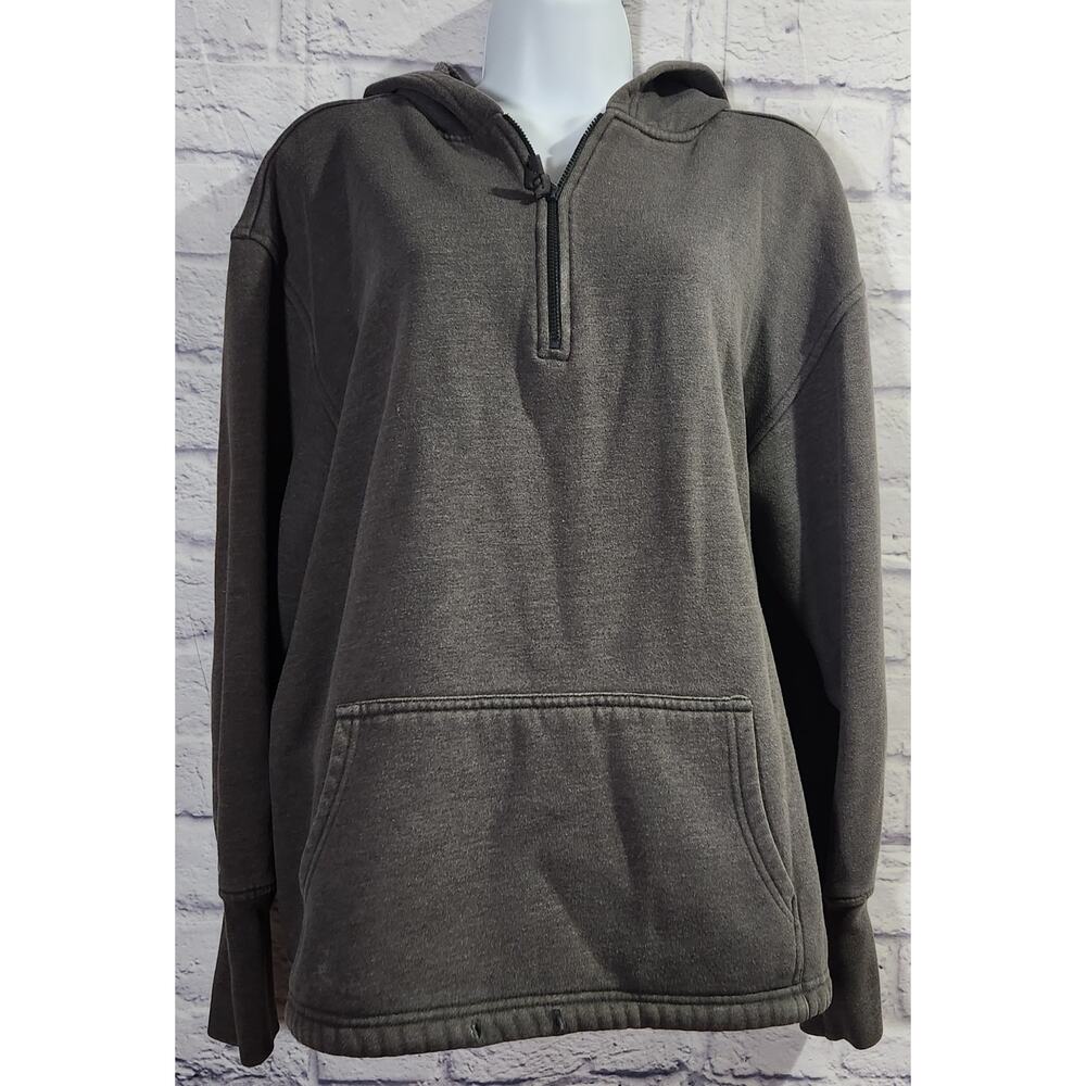 Lady Foot Locker Sport Gray 1/4 Zip Hoodie Large Lightweight Long Sleeves Soft